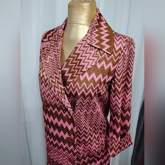Vintage Missoni 1970s Zigzag Double-Breasted Coat - Made in Italy - IT 40 - Picture 8 of 16
